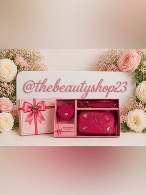 Juicy Couture Pink Quilted Crossbody & Coin Bag Charm Set